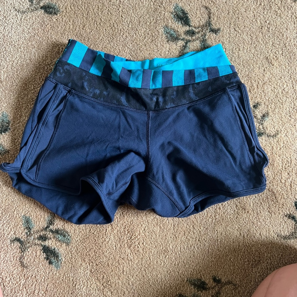 Lululemon Athletica Navy and Teal Athletic Shorts
